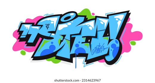 Colorful Abstract Urban Graffiti Street Art Word Lettering Vector Illustration Template Element