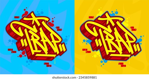 Colorful Abstract Urban Graffiti Street Art Word Trap Lettering Vector Illustration Template Element