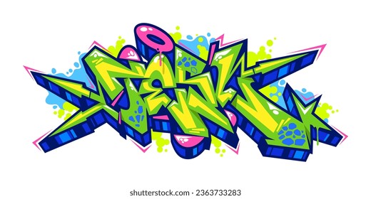 Colorful Abstract Urban Graffiti Street Art Word Lettering Vector Illustration Template Element