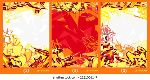 Colorful Abstract Urban Graffiti Style A4 Poster Vector Illustration Background Template