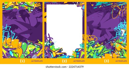 Colorful Abstract Urban Graffiti Style A4 Poster Vector Illustration Background Template