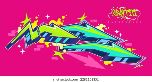 Colorful Abstract Urban Street Art Graffiti Style Arrows Vector Illustration Template Background