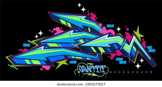 Colorful Abstract Urban Street Art Graffiti Style Arrows Vector Illustration Template Background