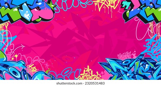 Colorful Abstract Urban Style Hiphop Graffiti Street Art Vector Illustration Background Template