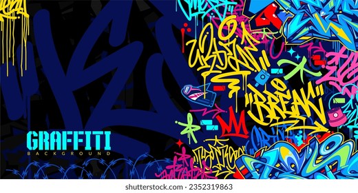 Colorful Abstract Urban Style Hiphop Graffiti Street Art Vector Illustration Background Template