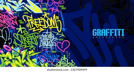 Colorful Abstract Urban Style Hiphop Graffiti Street Art Vector Illustration Background Template