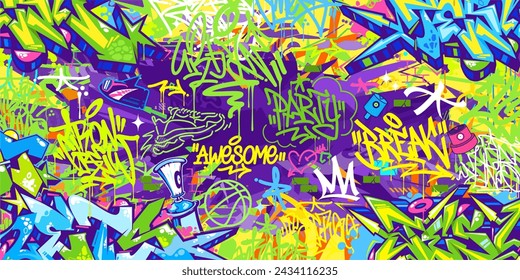 Colorful Abstract Urban Style Hiphop Graffiti Street Art Vector Illustration Background Template