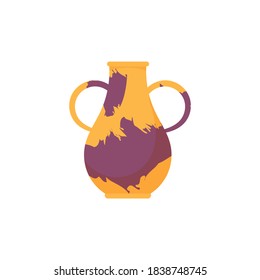 Colorful abstract  vase, isolated on white background. Ceramic pitcher for moder interier. Cartoon flat style. Vector illustration. 