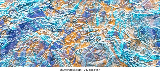 Bunte abstrakte Vektorgrafik Hintergrund mit geprägter Steintextur. Gold und blau strukturierte Illustration. Farbe Stuck für Design-Interieur. Abstrakte Grunge-Vorlage