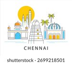 Colorful Abstract Vector Artwork of Chennai City Life
