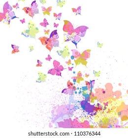 Colorful abstract vector background with butterflies