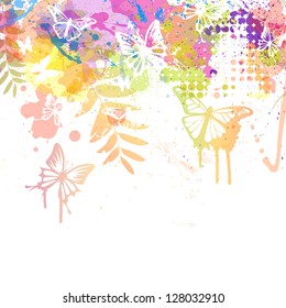 Colorful abstract vector background with butterflies
