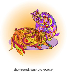 Colorful abstract vector background with cat theme, perfect for wallpapper, product package, etc.