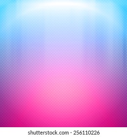 Colorful abstract vector background with glowing light over vibrant blue-pink gradient and checkered pattern overlay