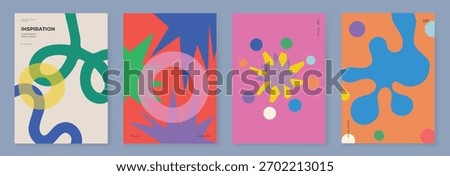 Colorful abstract vector background set with loops, rings, dynamic splashes and bold graphic forms — modern design for posters, packaging and digital prints.