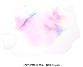 Colorful abstract vector background. Soft pink watercolor stain. Watercolor painting.