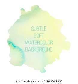 Colorful abstract vector background. Soft green watercolor stain. Watercolor painting.