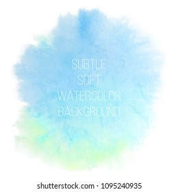 Colorful abstract vector background. Soft green watercolor stain. Watercolor painting.   Blue watercolor splash