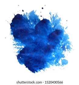 Colorful abstract vector background. Soft green watercolor stain. Watercolor painting.   Blue watercolor splash