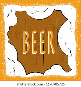 Colorful abstract vector beer elements. Wooden background.