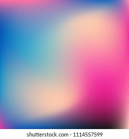 Colorful abstract vector. Blurred colorful gradient background. Multicolor blurry blend. Holographic illustration. Smooth mesh texture. Beautiful natural light. Blue, red, yellow soft colored vector.