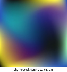 Colorful abstract vector. Blurred colorful gradient background. Multicolor blurry blend. Holographic illustration. Smooth mesh texture. Beautiful natural light. Blue, red, yellow soft colored vector.