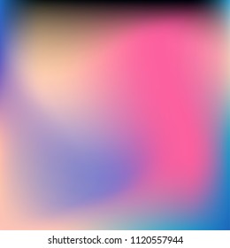 Colorful abstract vector. Blurred colorful gradient background. Multicolor blurry blend. Holographic illustration. Smooth mesh texture. Beautiful natural light. Blue, red, yellow soft colored vector.
