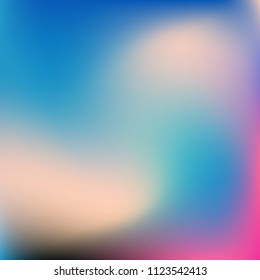 Colorful abstract vector. Blurred colorful gradient background. Multicolor blurry blend. Holographic illustration. Smooth mesh texture. Beautiful natural light. Blue, red, yellow soft colored vector.
