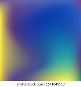 Colorful abstract vector. Blurred colorful gradient background. Multicolor blurry blend. Holographic illustration. Smooth mesh texture. Beautiful natural light. Blue, red, yellow soft colored vector.