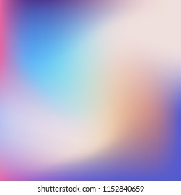 Colorful abstract vector. Blurred colorful gradient background. Multicolor blurry blend. Holographic illustration. Smooth mesh texture. Beautiful natural light. Blue, red, yellow soft colored vector.