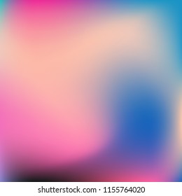 Colorful abstract vector. Blurred colorful gradient background. Multicolor blurry blend. Holographic illustration. Smooth mesh texture. Beautiful natural light. Blue, red, yellow soft colored vector.