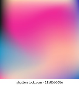 Colorful abstract vector. Blurred colorful gradient background. Multicolor blurry blend. Holographic illustration. Smooth mesh texture. Beautiful natural light. Blue, red, yellow soft colored vector.