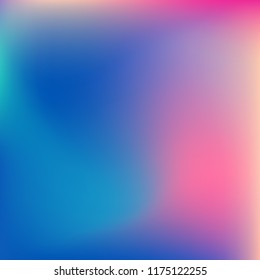 Colorful abstract vector. Blurred colorful gradient background. Multicolor blurry blend. Holographic illustration. Smooth mesh texture. Beautiful natural light. Blue, red, yellow soft colored vector.