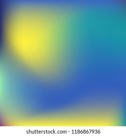 Colorful abstract vector. Blurred colorful gradient background. Multicolor blurry blend. Holographic illustration. Smooth mesh texture. Beautiful natural light. Blue, red, yellow soft colored vector.