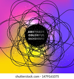 Colorful abstract vector circular background with black lines.