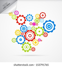 Colorful Abstract Vector Cogs - Gears on Grey Background 
