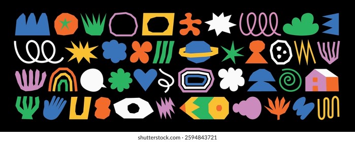 Colorful abstract vector elements doodle naïve cartoon hand-drawn