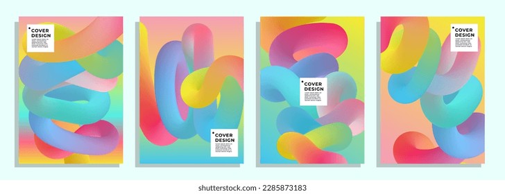 Colorful abstract vector fluid worm shape cover design for summer collection