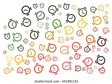 Colorful - abstract vector illustration background texture made of alarm clocks