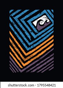 Colorful abstract vector illustration of wave representation in graphic style with textured geometric shapes.