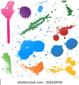 Colorful Abstract vector ink paint splats
