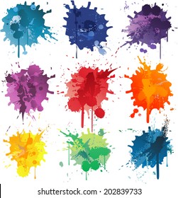 Colorful Abstract vector ink paint splats