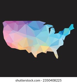 Colorful abstract vector low polygonal of United States of America map. Vector illustration.	