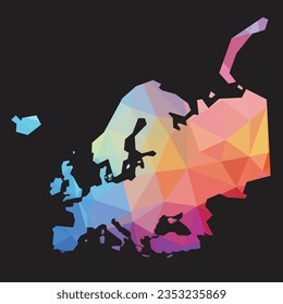 Mapa colorido vector abstracto bajo polígono de Europa. Ilustración vectorial.	