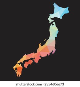 Colorful abstract vector low polygonal of Japan map. Vector illustration.	