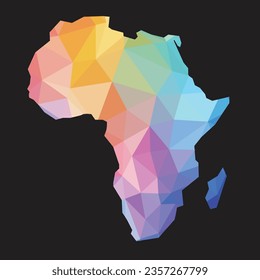 Farbige abstrakte Vektorgrafik Low polygonal von Afrika Karte. Vektorgrafik.	