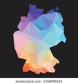 Colorful abstract vector low polygonal of Germany map. Vector illustration.	
