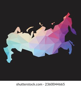 Colorido vector abstracto bajo polígono de Rusia mapa. Ilustración vectorial.	