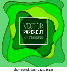 Colorful Abstract Vector Paper Background with space for text. Green shapes