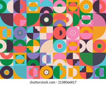 Colorful abstract vector pattern artwork made with various geometric shapes and elements. Digital graphics design for poster, cover, art, presentation, prints, fabric, wallpaper and etc.